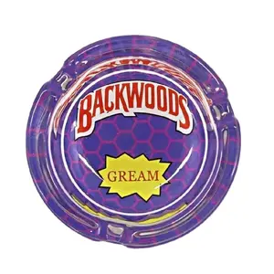 Backwoods 2.5" Heavy Glass Ashtray, Purple Lighter Accessory with Attractive Backwood Design, Stylish Ash Disposal Solution for Home Decor