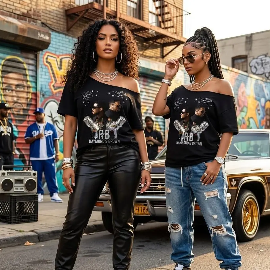R&B Tour Off The Shoulder Shirt — Glitter & Bling Edition - Personalized 3D Sleeveless Vintage Sports Shirt, Music Lover Gift, Concert Outfit