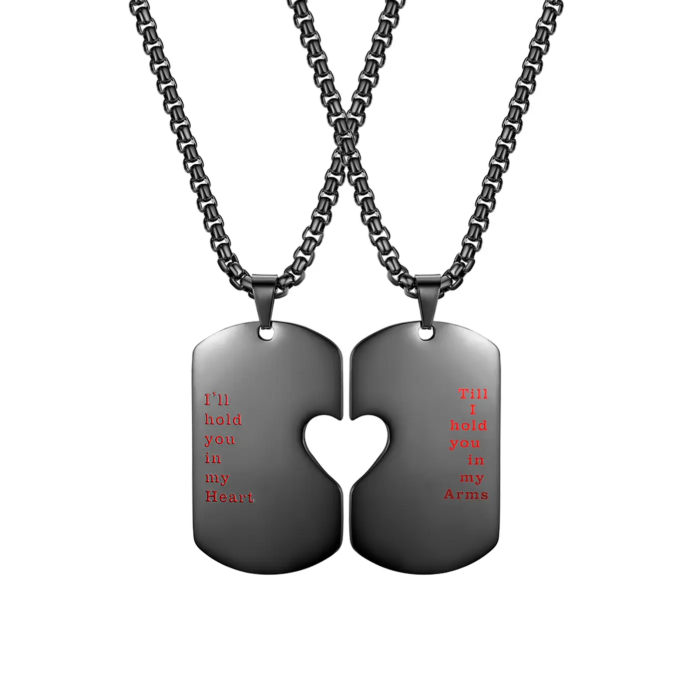 OIDEA "I'll Hold You in My Heart" Stainless Steel Couples Pendant Necklace Set - Engraved Heart-Shaped, Puzzle-Shaped Chain Jewelry Necklaces with 3 Color Options, Engraved Heart-Shaped Necklaces