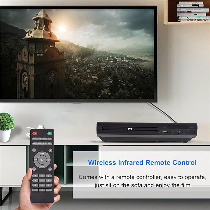 Home DVD Player / DVD/CD Disc Player — Digital Multimedia Player with AV Output and Remote Control