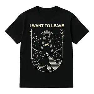 Vintage Funny Alien UFO Extraterrestrial I Want To Leave Alien Lover T-Shirt for Casual Wear & Themed Parties