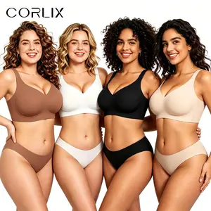 CORLIX Women's Plus Size Ultra-Soft Jelly Wireless Bra, Seamless Push-Up Minimizer Bralette, Adjustable Straps Full Coverage Comfort Bra, No-Show Invisible Bras for Women, Jelly Wireless Push Up Bras, Wirefree Everyday Bralette, C Cup Minimizer Bras,