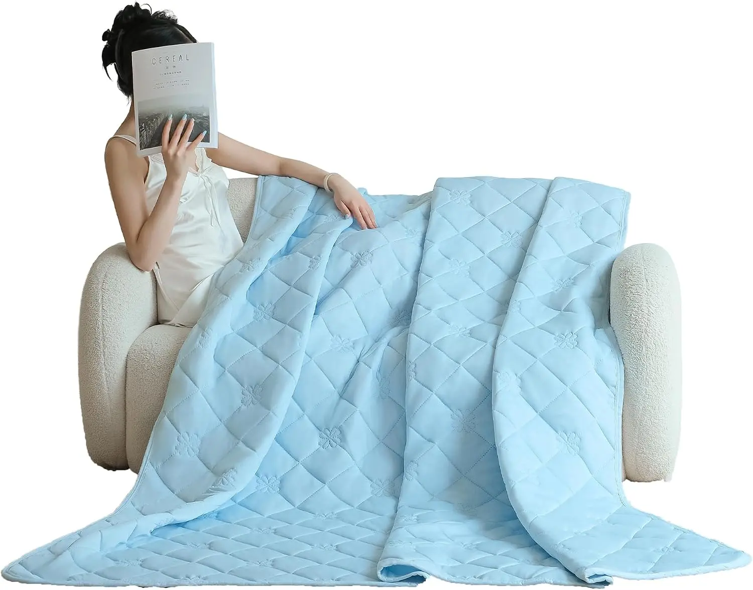 SheRest Lightweight Breathable Cooling Summer Throw Blanket - AC Room, Couch Use - Portable Soft Blanket for Hot Sleepers