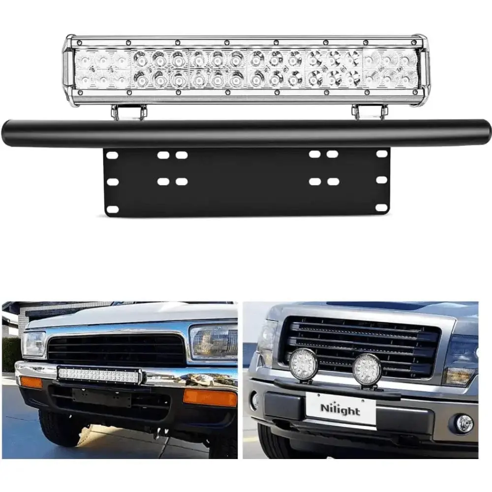 Nilight Front Bumper License Plate Mount Bracket Holder, Black Durable Aluminum Alloy Car Accessory for Vehicles & Trucks, Auto Parts Accessory Compatible with Off-Road Lights, Car Accessories, Auto Parts Accessories