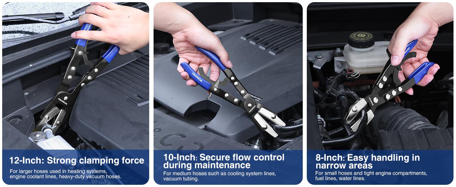 WORKPRO Ratcheting Locking Jaws Hose Clamp Pliers - Automotive Repair Pliers for Vehicle Lines, Fits Hoses (Inches) #BacktoSchool