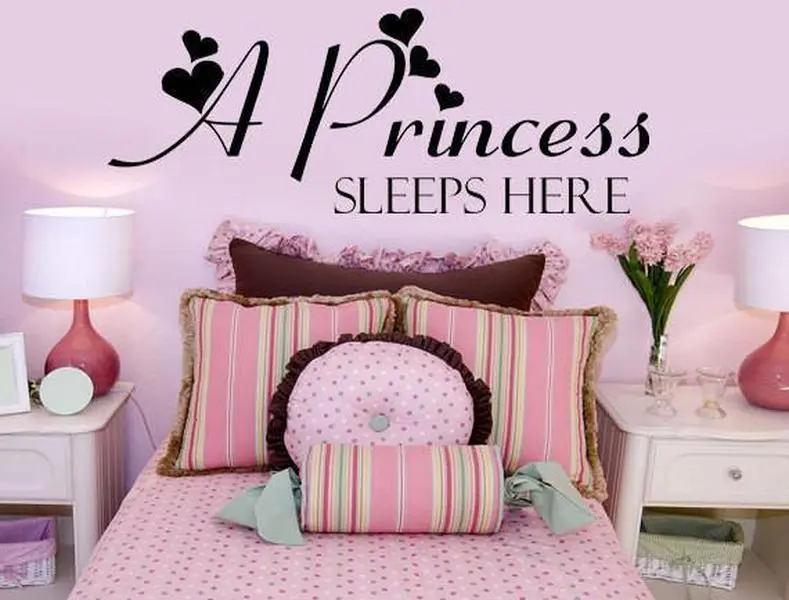 Princess Sleeps Here Wall Decal Sticker | Peel and Stick | Girl's Bedroom Decor