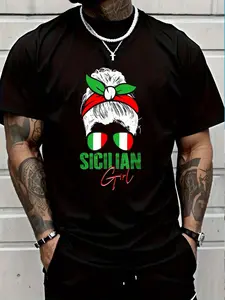100% Cotton Italian S Italia Flag Italy Gift Sicilian Sicily T-Shirt Women's Men's Graphic Tee Crew Neck summer vacation Tops