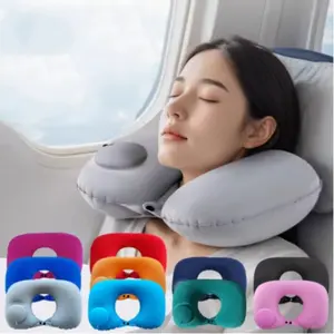 Travel Neck Pillow, Inflatable Airplane Pillow, U-Shaped Cervical Support Pillow, Portable Foldable Outdoor Pillow, Manual Inflation
