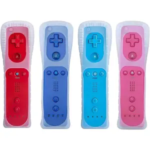 Wii Remote Controller, 4 Packs Upgrade Wii  Controller Compatible with Wii Wii U(Red Blue Pink Deep Blue)