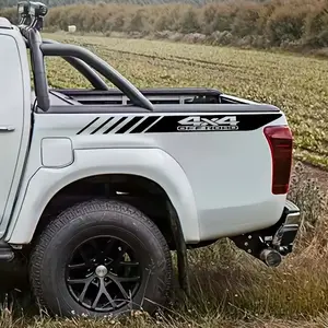 1SET Street Trendy Hardcore Off-Road Logo Sticker, Truck Decals, Stick on pickup truck beds or outdoor off-road backpacks, this black-white 4X4 OFF ROAD + diagonal stripe decor instantly has a rough cool vibe, hardcore off-road pickup owners