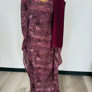 Somali Dirac Deep Burgundy Glow with Soft Embroidery Shiny Finish Gorgorad & Gabasaar.