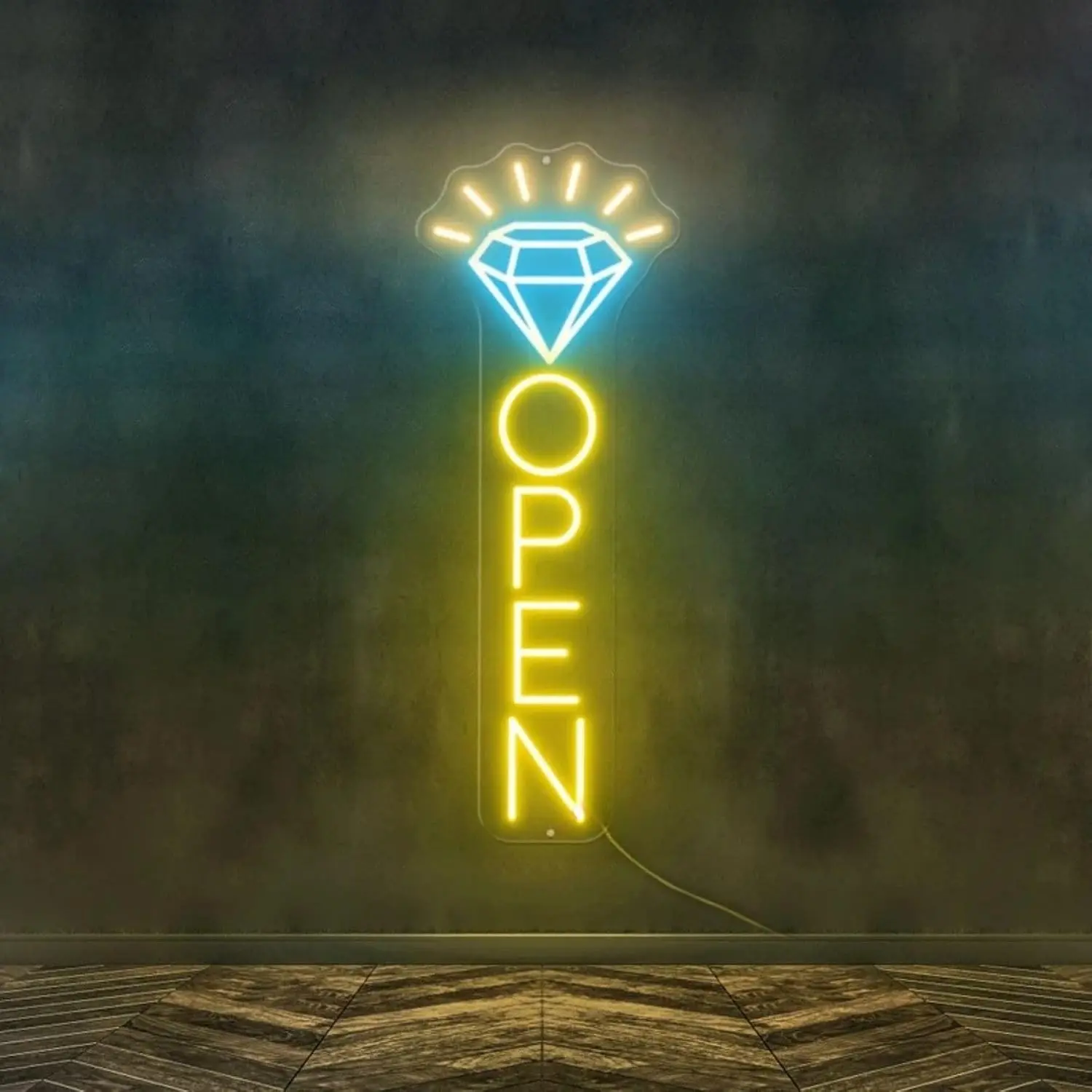 Neon Light Business Sign for Jewelry Store, Luxury Open Sign for Craft Fair, Home Decor Wall Art, Diamond LED Lamp