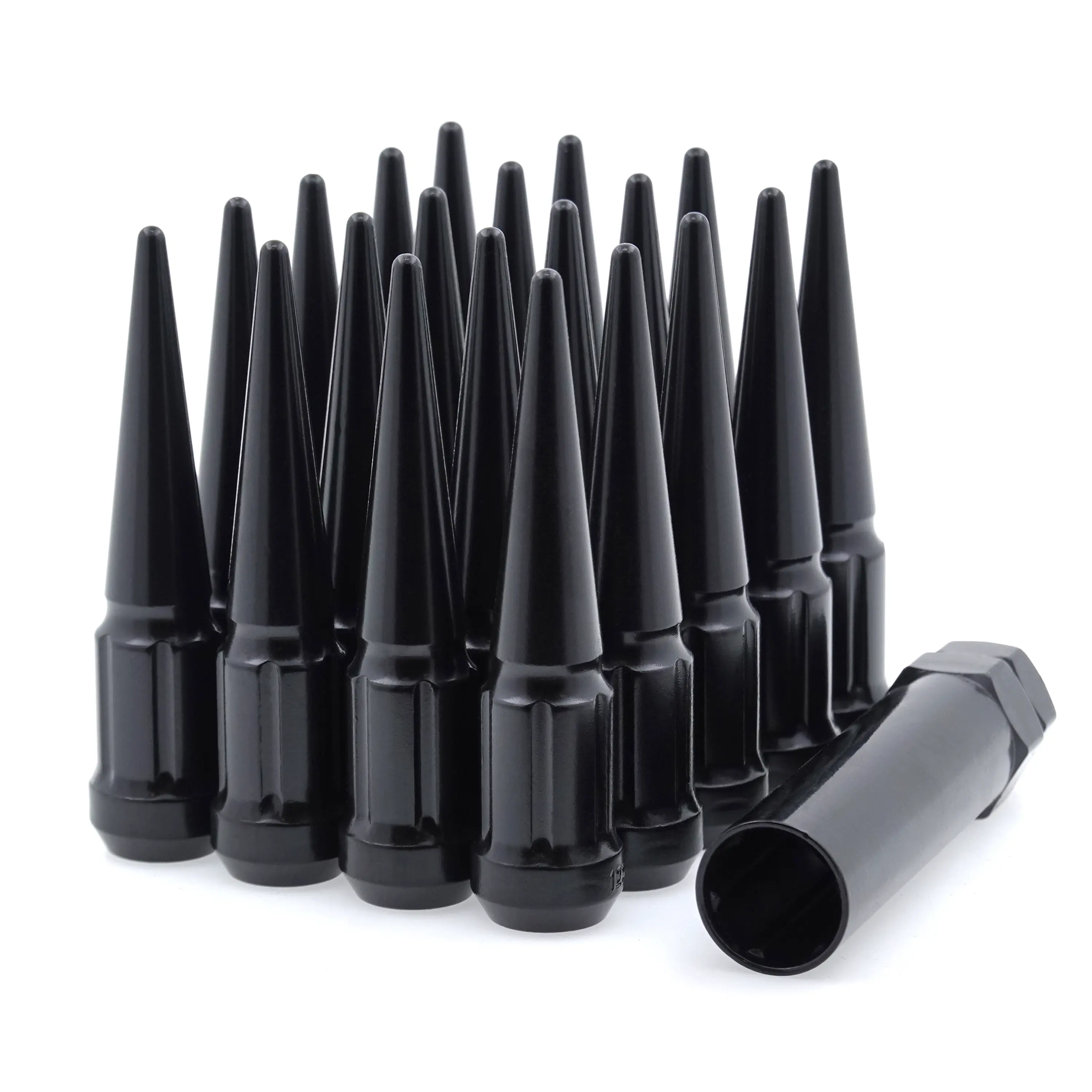 EZACCESSORY 12x1.25 Thread Short Spike Lug Nuts 3.35" Tall 20 Pieces+Key