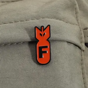 Cartoon Red Bomb F Logo Enamel Pins Classic Movie Game Metal Brooches Backpack Clothes Lapel Badge Jewelry Gift for Kids Friends