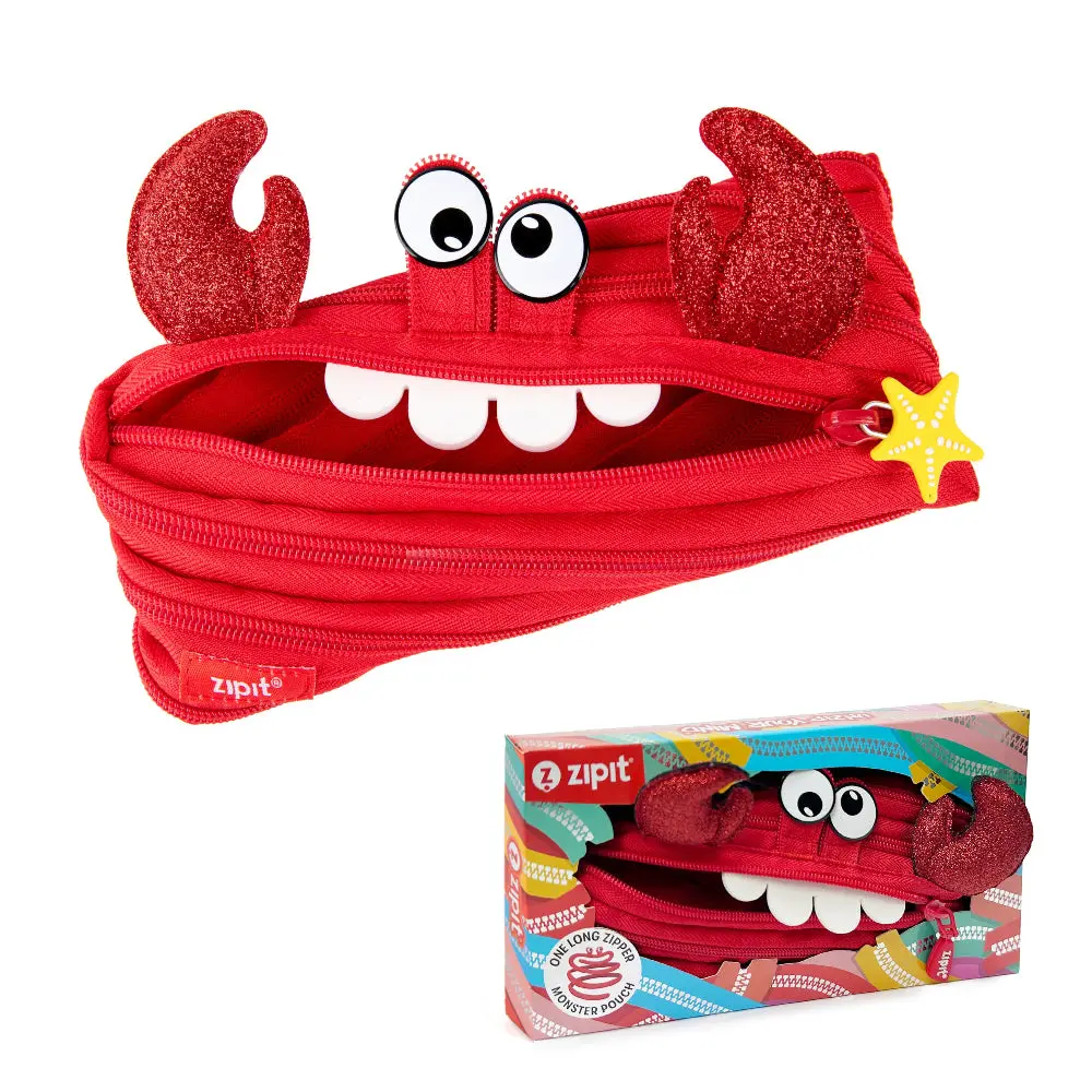 ZIPIT Crab Pouch for Kids, Gift Box Included, Cute Design