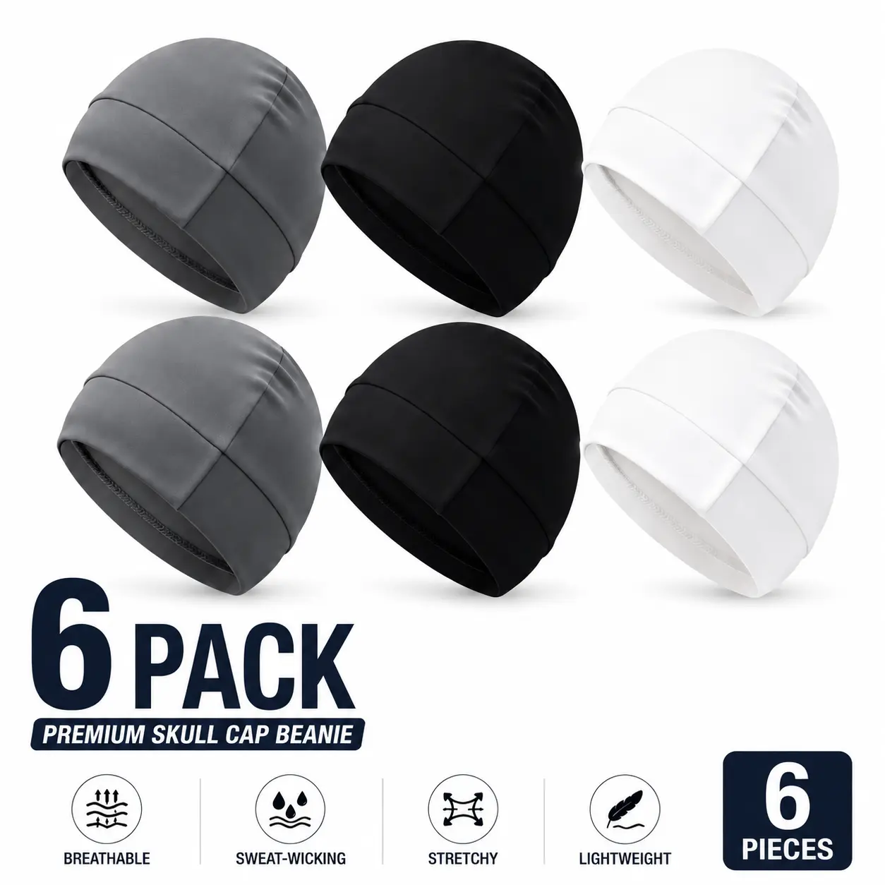 Unisex Skull Cap Beanie - Soft Stretch Fitted Hat for Men Women, Breathable Daily Wear & Sports