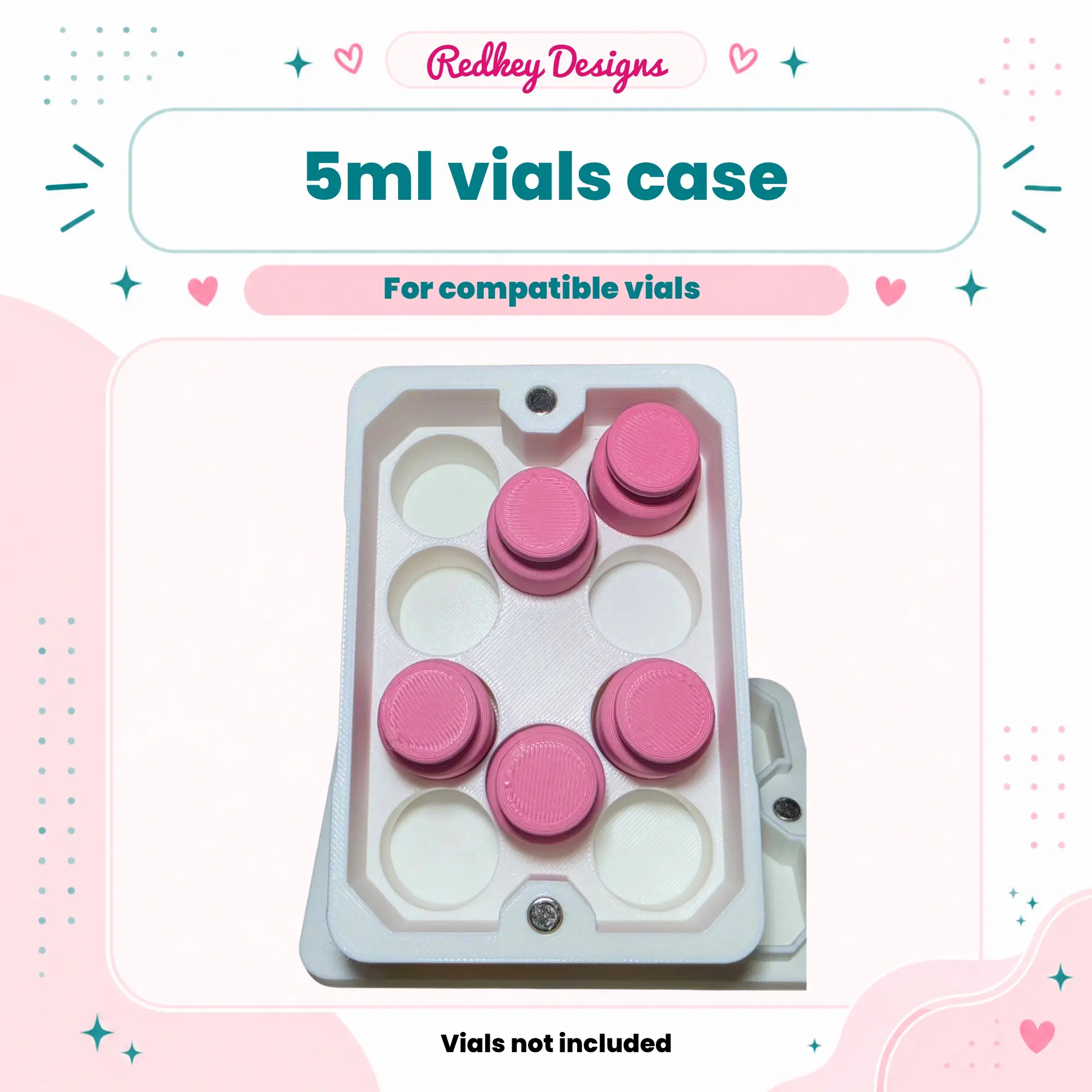 10 Vial 5ml Vial Storage Case with Magnetic Lid | Peptide, Insulin, TRT Vial Organizer Containers With Lids Boxes Vial Holder Shelf