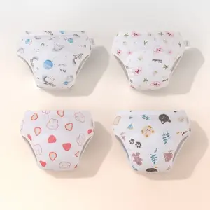4pcs Baby Potty Training Pants, Leakproof Soft Breathable Fabric, Reusable, Unisex Toddler Diaper Alternative Set, Washable Diapers