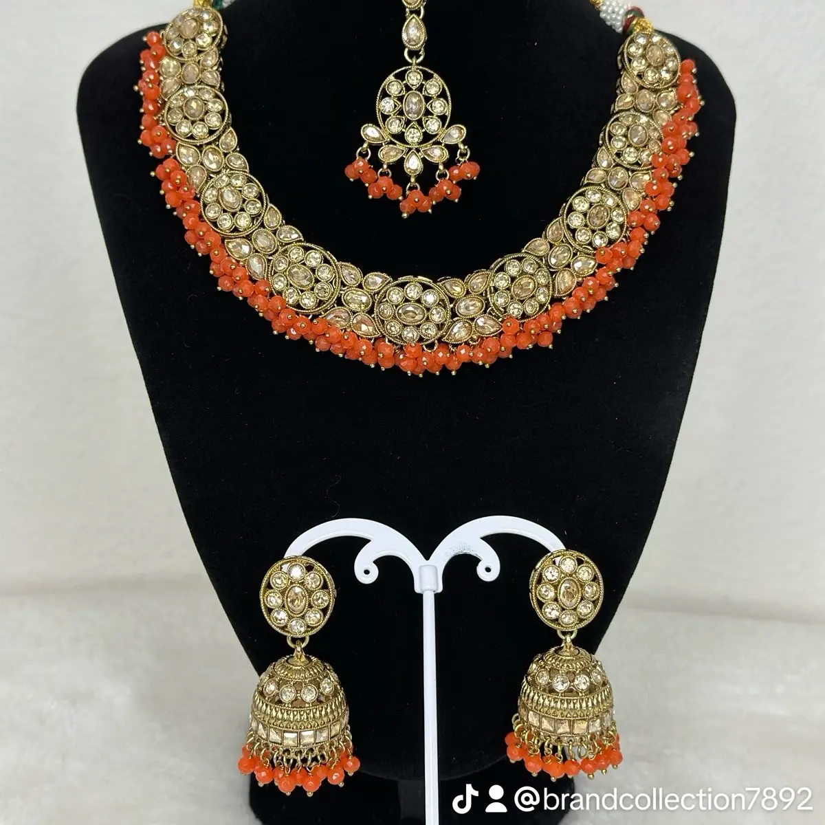Polki set orange color