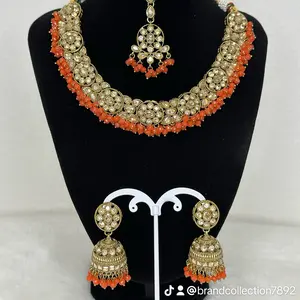 Polki set orange color