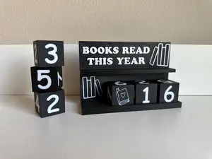 Personalized Books Read This Year Tracker | 3D Printed Book Counter | Black with White Text | Reading Challenge Gift | Bookworm Decor