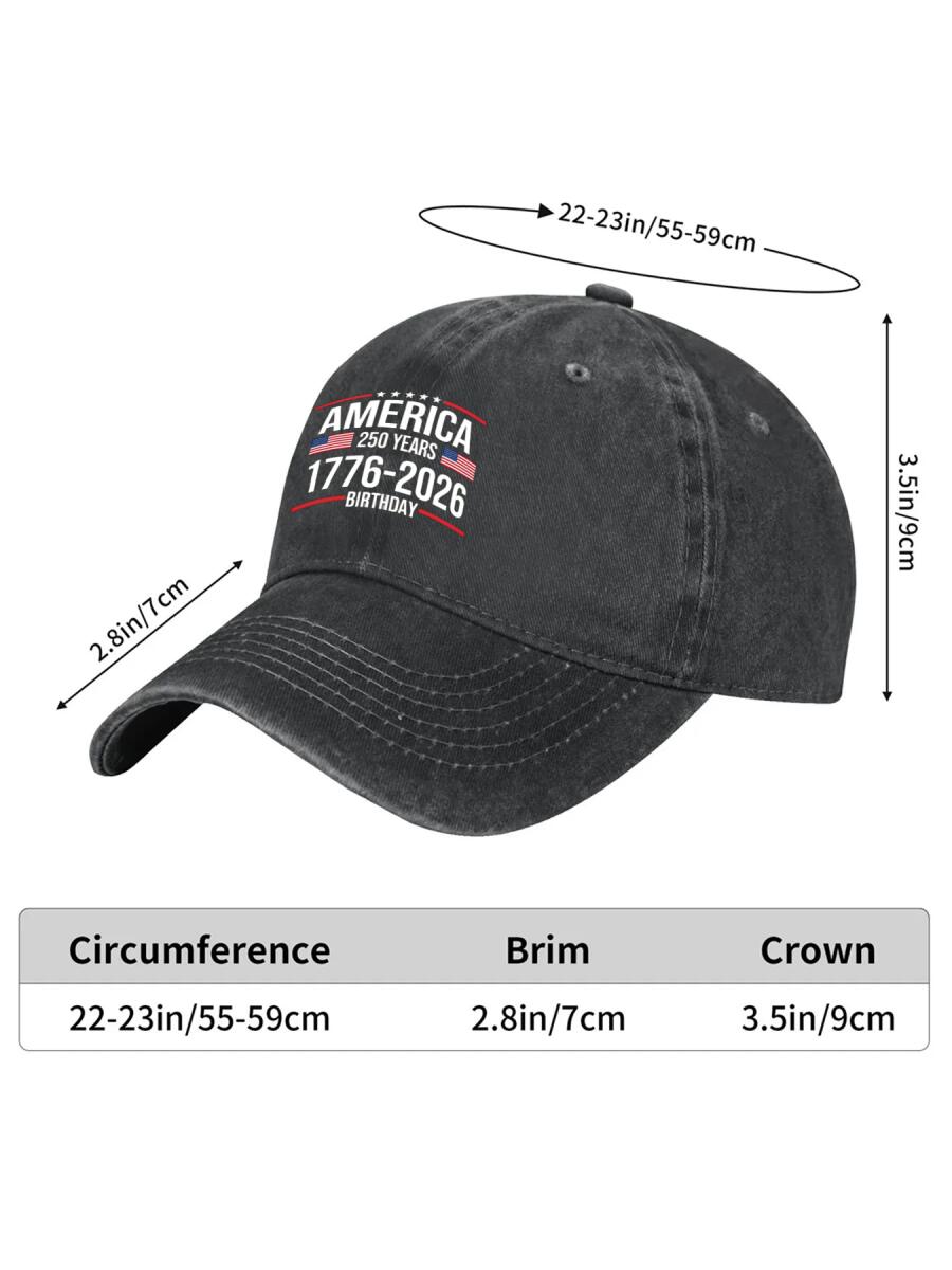 100% Cotton America 250 Years Birthday 1776-2026 Graphic Adjustable Vintage Washed Dad Hat Sun Protection for Outdoor Activities