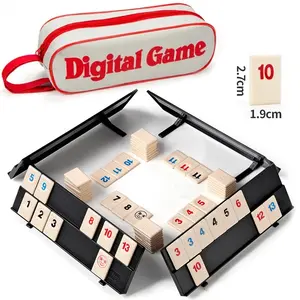 Rummy Cube Game with 4 Racks, 106 Rummy Cube Game Set with Portable Case, Rummy Tiles Travel Set for Family Classic Board Games