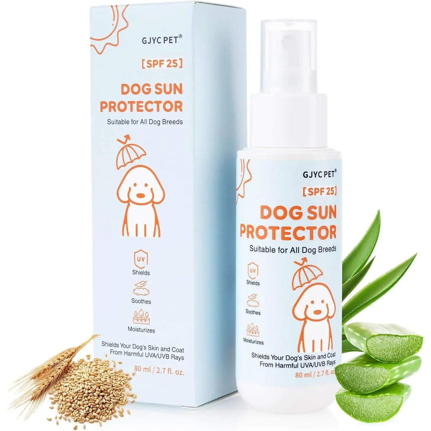 Dog Sun Protection Liquid - 3-in-1 Sunscreen Spray, Shields, Soothes, Moisturizes, Quick Dry, Water-Resistant, Transparent, 36 Months Shelf Life, Single Item Outdoor Pet Grooming Essential