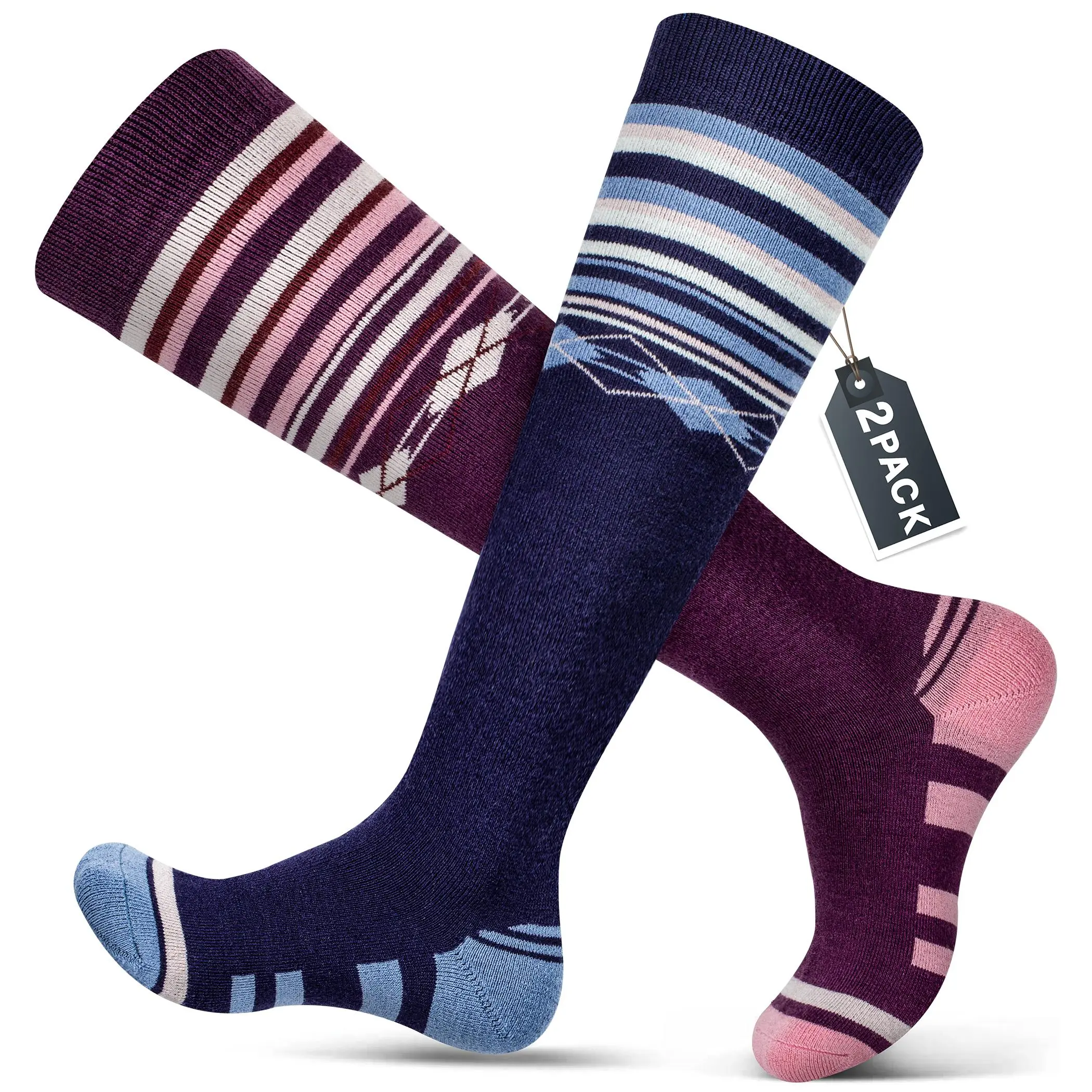 Men's 3-Pair Insulated Ankle Thermal Wool Blend Sock Set - Warm, Cold-Weather Socks for Skiing, Snowboarding, Insulated Ankle Socks