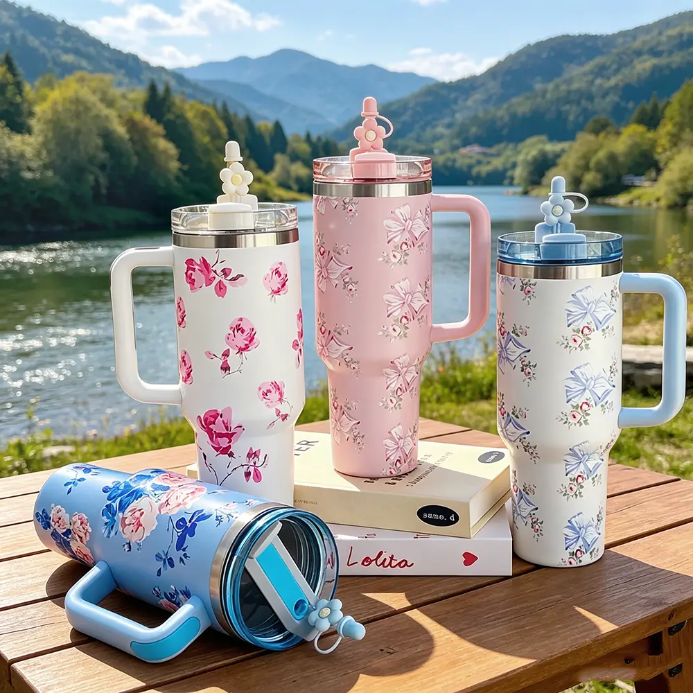 40oz Vacuum Insulated Tumbler Mug Vacuum Flask - 304 Stainless Steel Double-Walled Water Bottle, Handle, Straw Lid, 20-Hour Cold Retention, Car Cup Holder Compatible, Portable Kitchenware Drinkware Flask, Water Bottles, Flasks