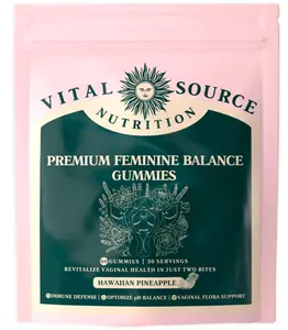 Vital Source Nutrition - Premium Feminine Balance Gummies - pH Balance and Immune Defense for Women’s Health & Wellness - Hawaiian Pineapple - 2 Pack