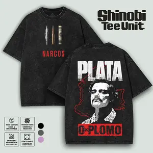 Narcos Pablo Escobar Vintage Unisex Acid Washed Heavyweight Cotton Tshirt, Classic Movie Clothes trendy t-shirt