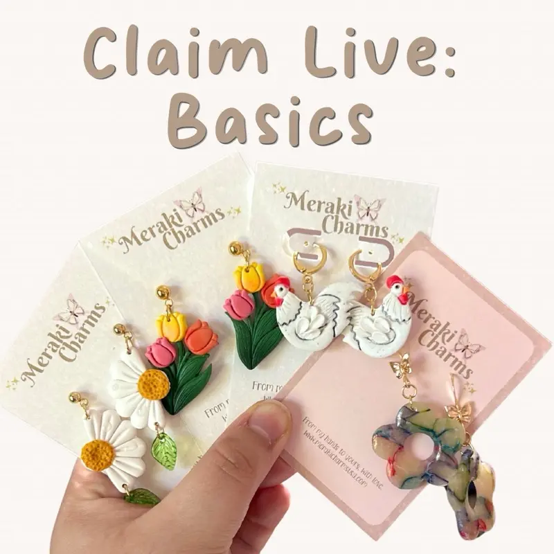 Claim Live Basic Earrings-Handmade Polymer Clay Earrings - Lightweight & Hypoallergenic - stainless steel