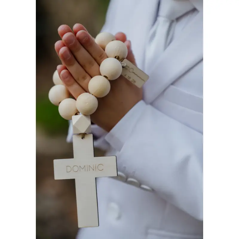 Personalized Wood Bead Rosary