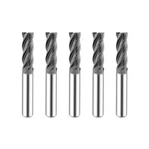 Micrograin Carbide Square End Mill - 4 Flute - ISE1/8 4T (5 Pieces, 1/8") - for Milling Alloy Steels, Hardened Steel, Metal & More - Mill Bits Sets for DIYers & Professionals