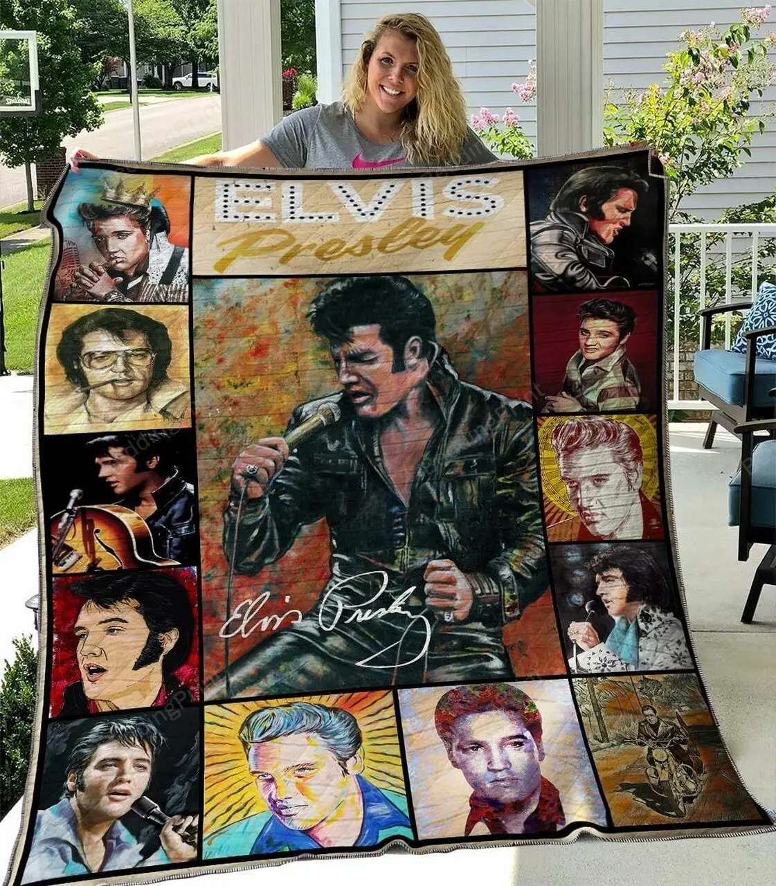 Elvis Vintage King of Rock&Roll Music Style Flannel Throw Blanket, Retro Soul Aesthetic Plush Fleece Blanket, Soft Cozy Blanket for Bedroom Sofa Couch Decor Gift,warm