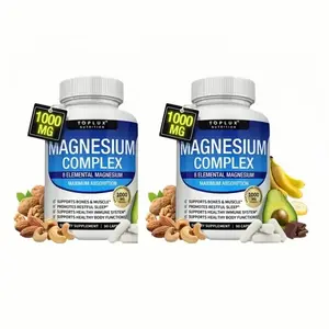 2 Pack Toplux Magnesium Complex 1000mg | Glycinate Chelated Magnesium Supplement for Men Women, 8 Elemental Sources High Absorption, Sleep Support Stress Relief Muscle Recovery