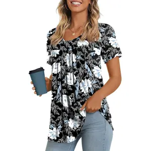 Womens Tunic Tops Short Sleeve Shirts Summer Casual Tee Comfy Blouses