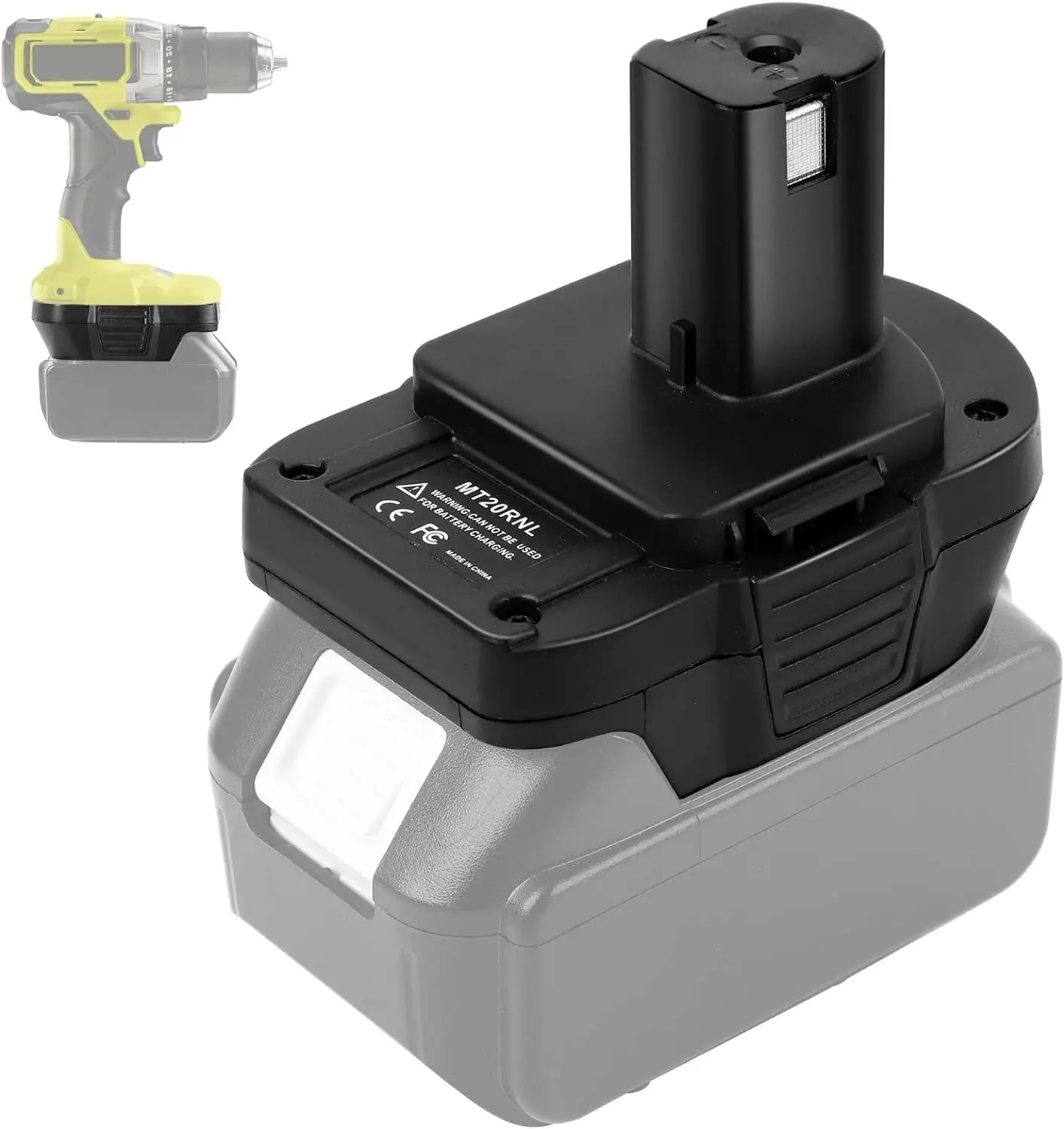 TPDL MT20RNL Lithium Ion Battery Adapter, Makita 18V to Ryobi 18V Converter, BL1860B Fits, Save on New Packs, High Capacity Cordless Tool Accessories Compatible with Ryobi P7131 P340, High Capacity Battery Cordless Tool Accessories