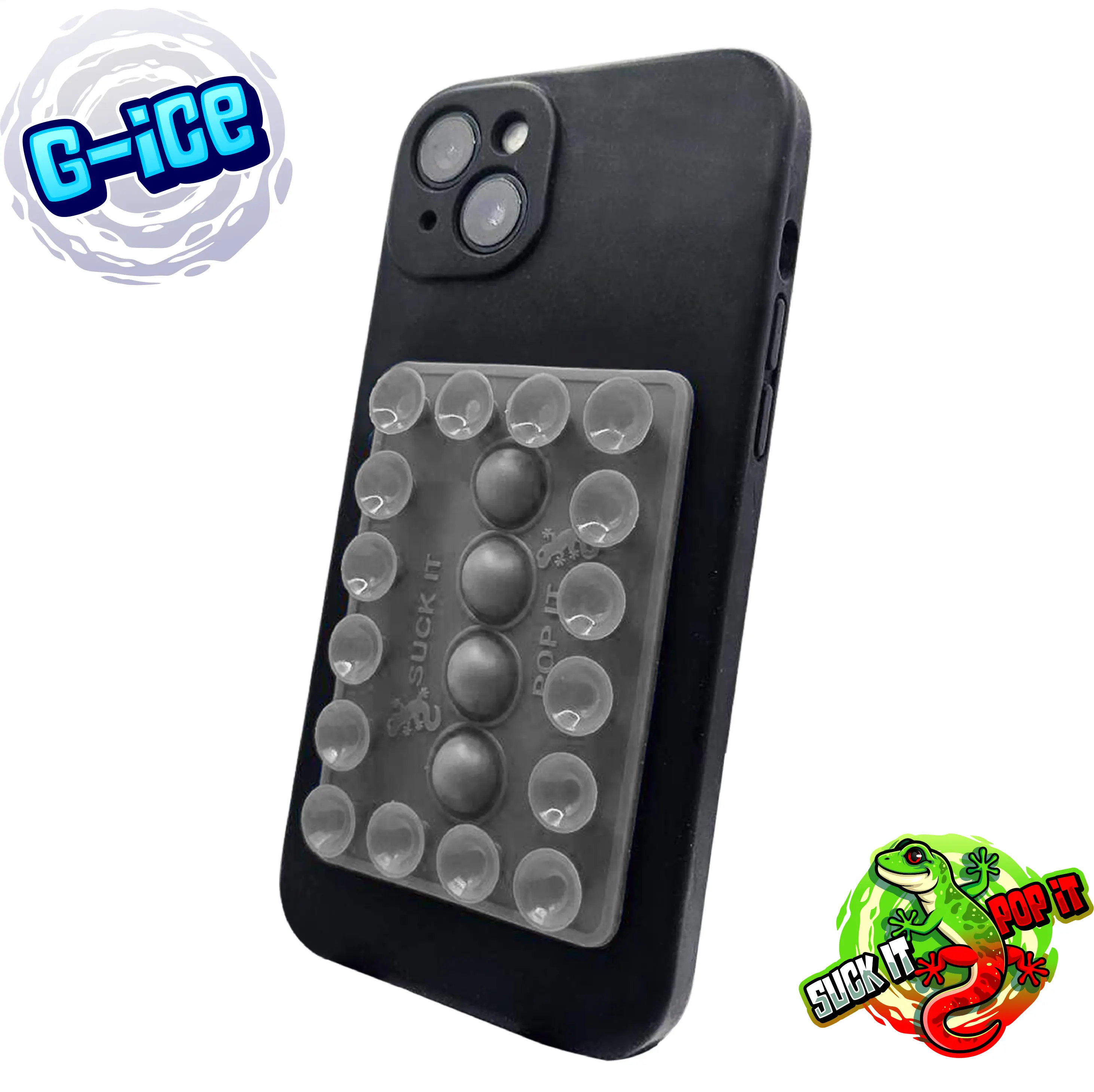 Suck it Pop it - Silicone Suction Phone Mount with integrated bubble pop it fidget toy - Phone accessory for influencers and fidgeters