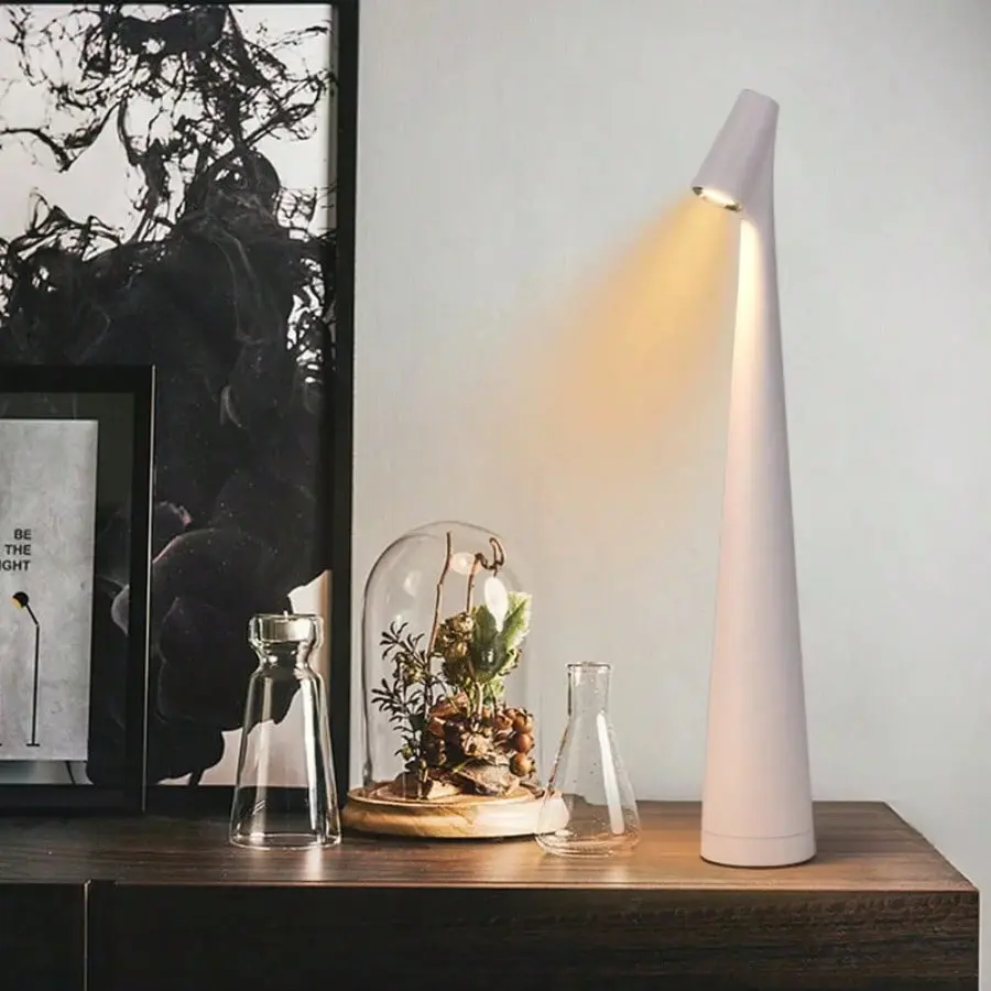 Modern Nordic Aluminum Table Lamp - Desk Lamp with USB Rechargeable, Touch Control, Smart Dimming, Adjustable Eye-Care Light for Bedroom, Study, Contemporary Home Decor