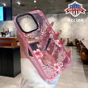 Soft Case for iPhone 16 Pro Max 15 Plus 14 13 12 11 Blossoming Cherry Dreams Anti-Yellowing Shockproof ultra-thin Silicone Crystal Cover