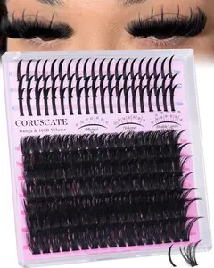 CORUSCATE 100D Lash Clusters with Spikes Eyelash Clusters 12-19mm DIY Cluster Eyelash Extensions Mega Thick Lash Extension Mink Strip Lashes Spike Individual Lashes Dramatic Full Look Travel Pal Pack