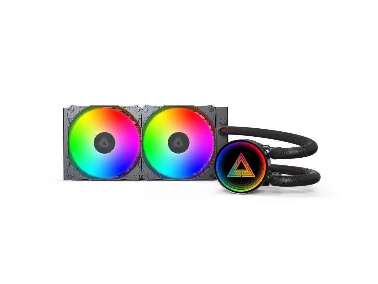 MONTECH LightFlow ARGB 240 CPU Liquid Cooler, 240mm AIO with Infinity Mirror Design, 3100RPM Pump, 2x120mm ARGB Fans, Intel & AMD Support (Black)
