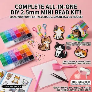 Retro Pixel Art 2.6mm Mini Fuse Beads Kit (Non-Toxic) - DIY Craft