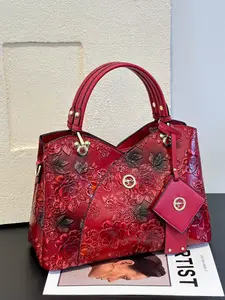 Elegant Floral Handbag Set, Vintage Style with Intricate Carving, Perfect for Commuting & Parties, Women's Fashion Accessory, Crossbody Handbag