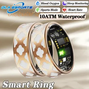 New Women Gold Smart Ring Health HRV Monitor Heart Rate Sleep Monitor 10ATM Deep Waterproof Remote control Smart Ring Gifts