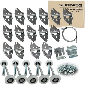 Garage Door Hardware Kit Roller/Hinge/Top Bracket/Wire Rope (for 16'x7' and 18'x7' Height Double Garage Doors)