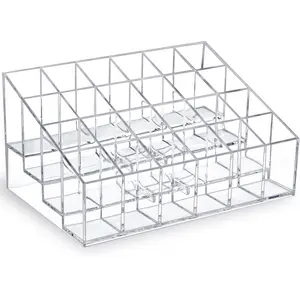 Lipstick Organizer,Small Clear Plastic Compact Lip Gloss Chapstick Perfume Sample Mascara Holder with 24 Slots