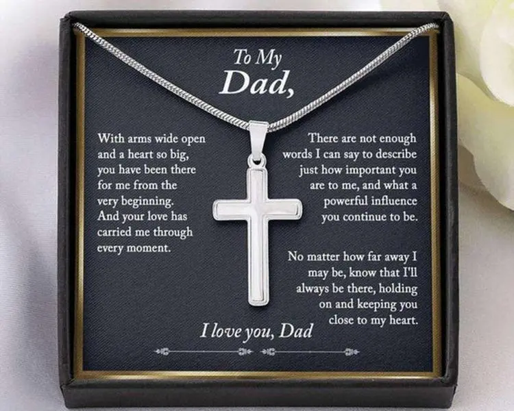 Dad Necklace, Fathers Day Necklace Gift For Dad From Daughter, Father Daughter Necklace Exquisite Chain Jewelry Adjustable Snake Chain Lobster Clasp Closure Faith Meaningful Gift Thoughtful